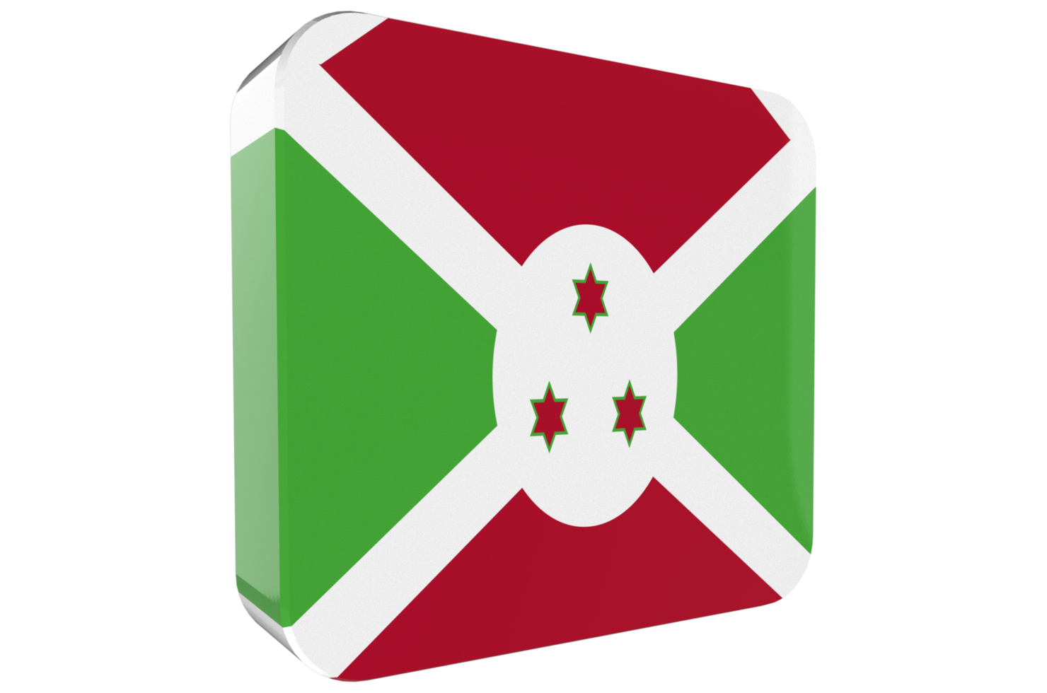 Burundi 3d Flag Icon on PNG Background