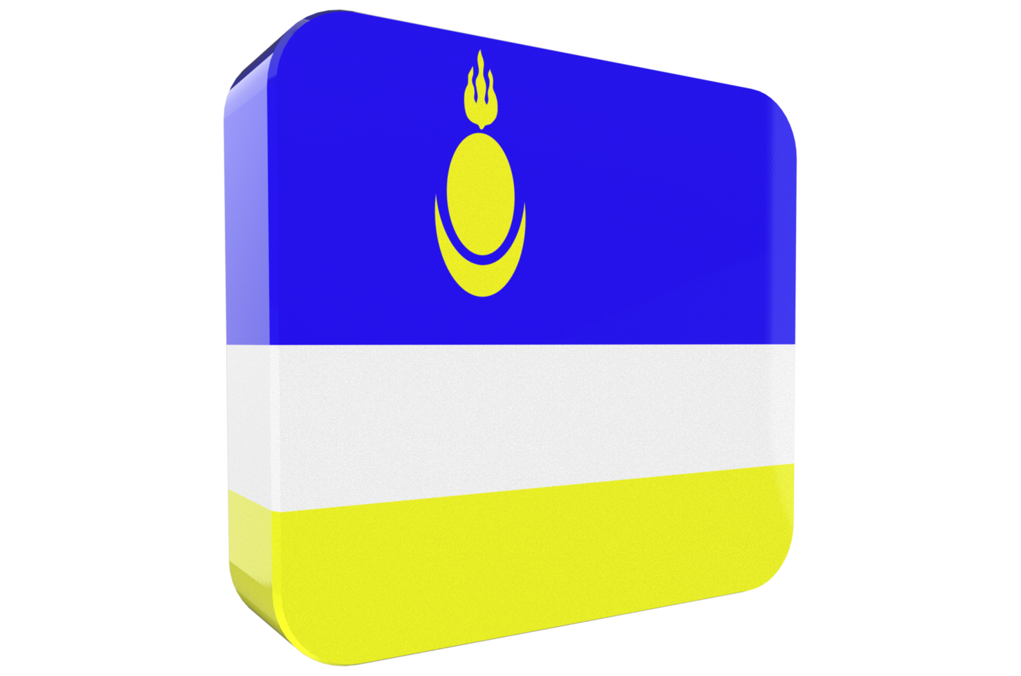 Buryatia 3d Flag Icon on PNG Background