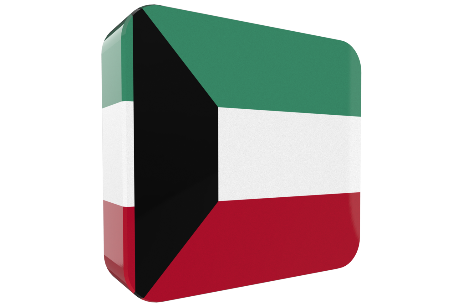 Kuwait 3d Flag Icon on PNG Background