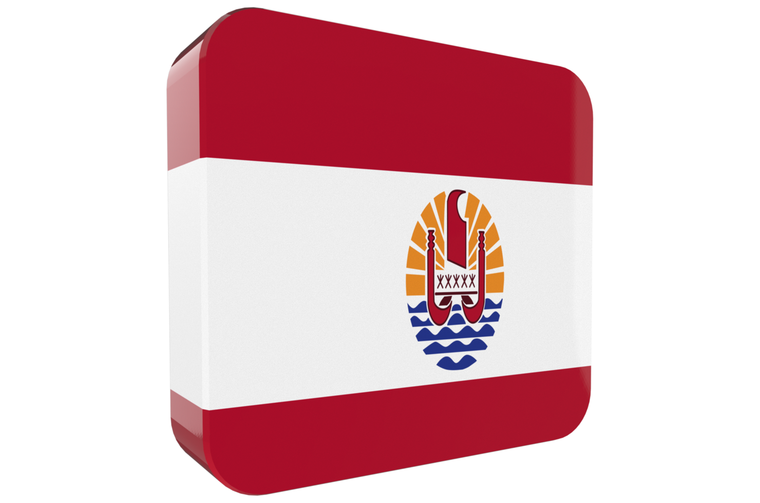 French Polynesia 3d Flag Icon on PNG Background