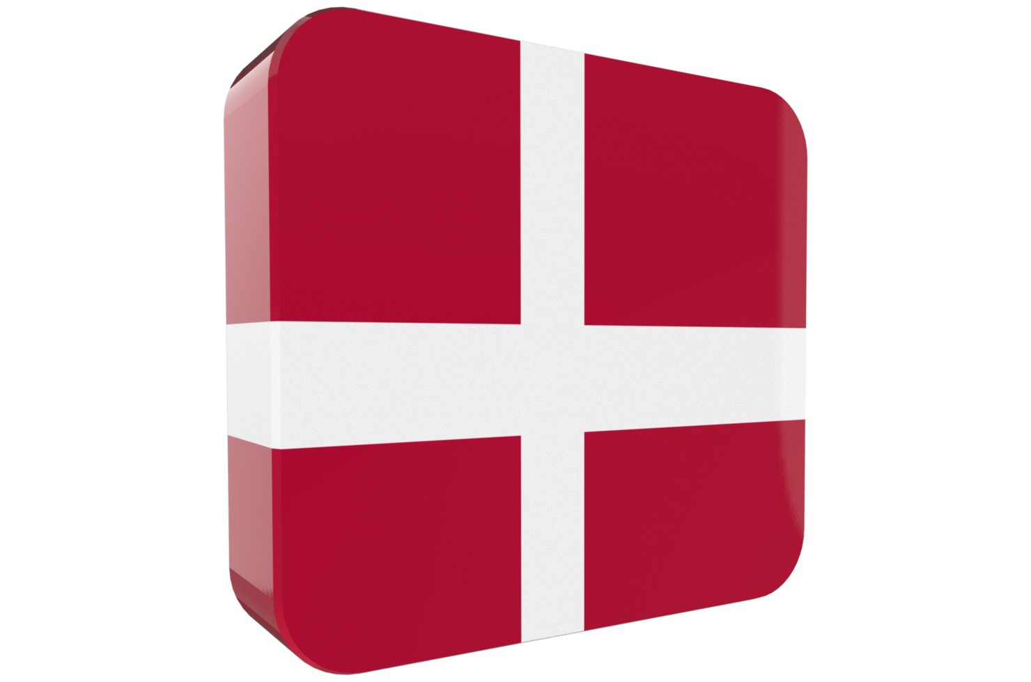 Denmark 3d Flag Icon on PNG Background