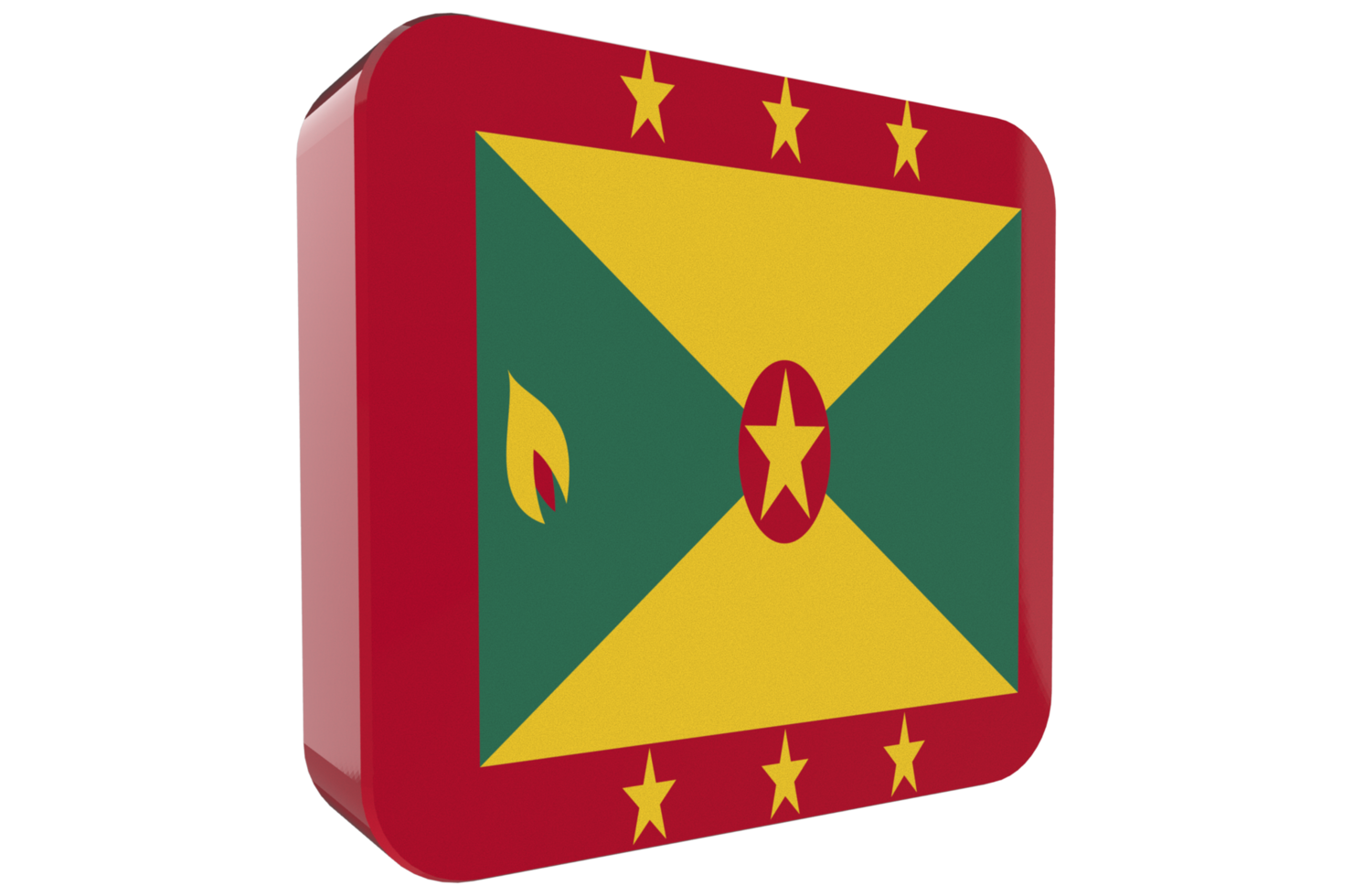 Grenada 3d Flag Icon on PNG Background