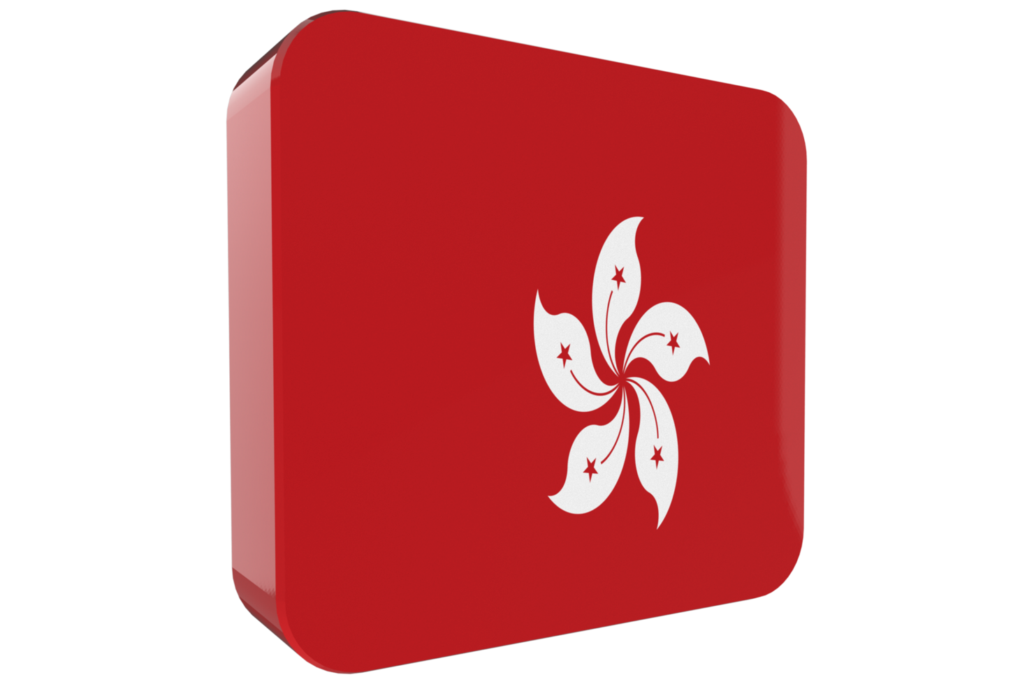 Hong Kong 3d Flag Icon on PNG Background