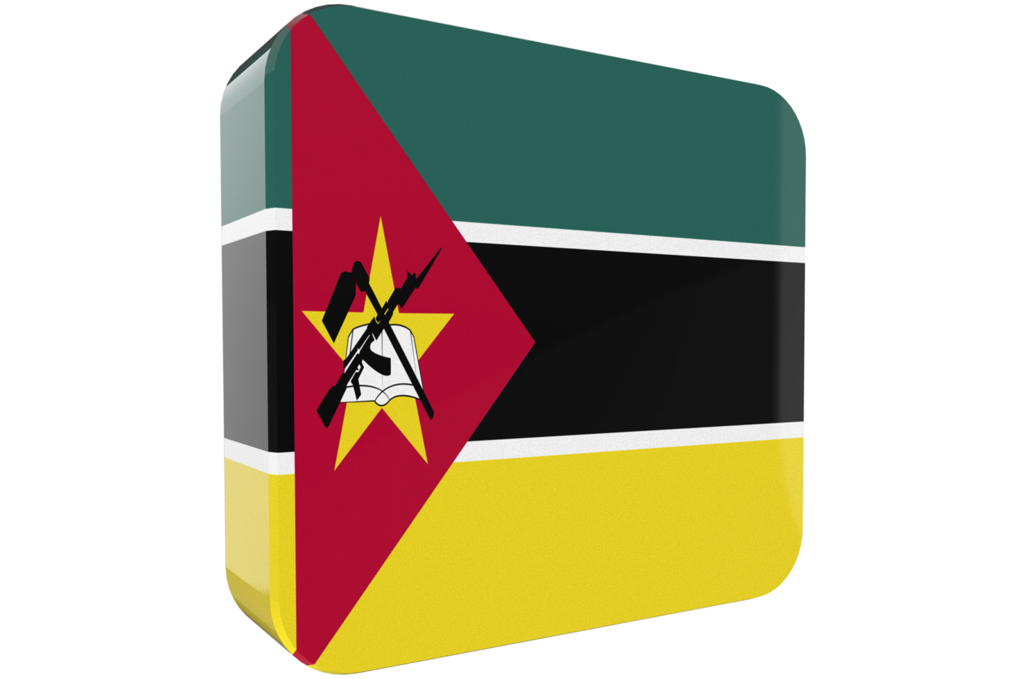 Mozambique 3d Flag Icon on PNG Background