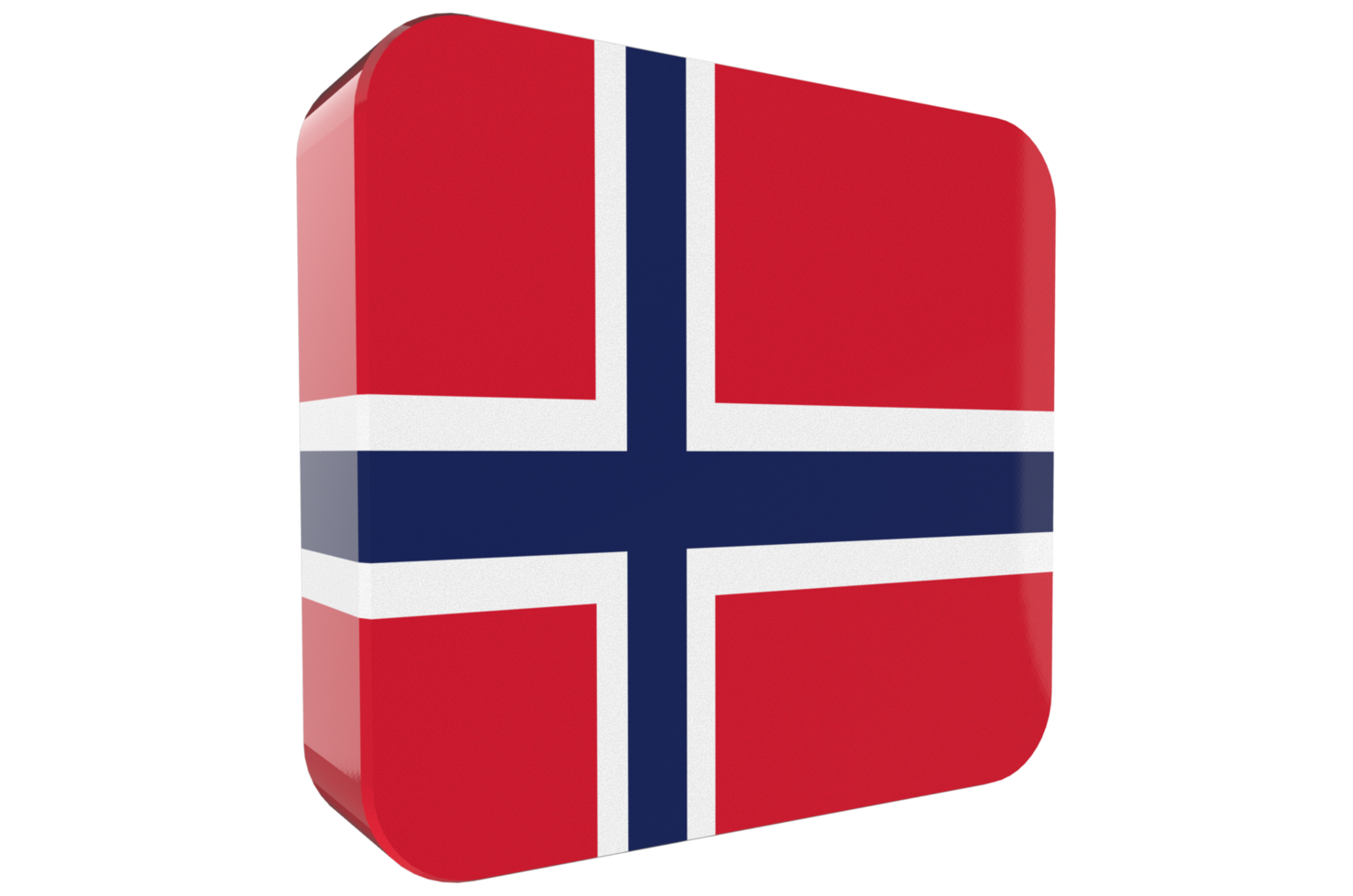 Norway 3d Flag Icon on PNG Background