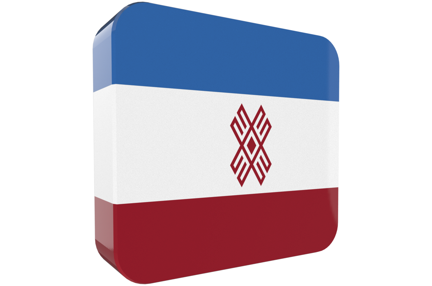 Mari El 3d Flag Icon on PNG Background