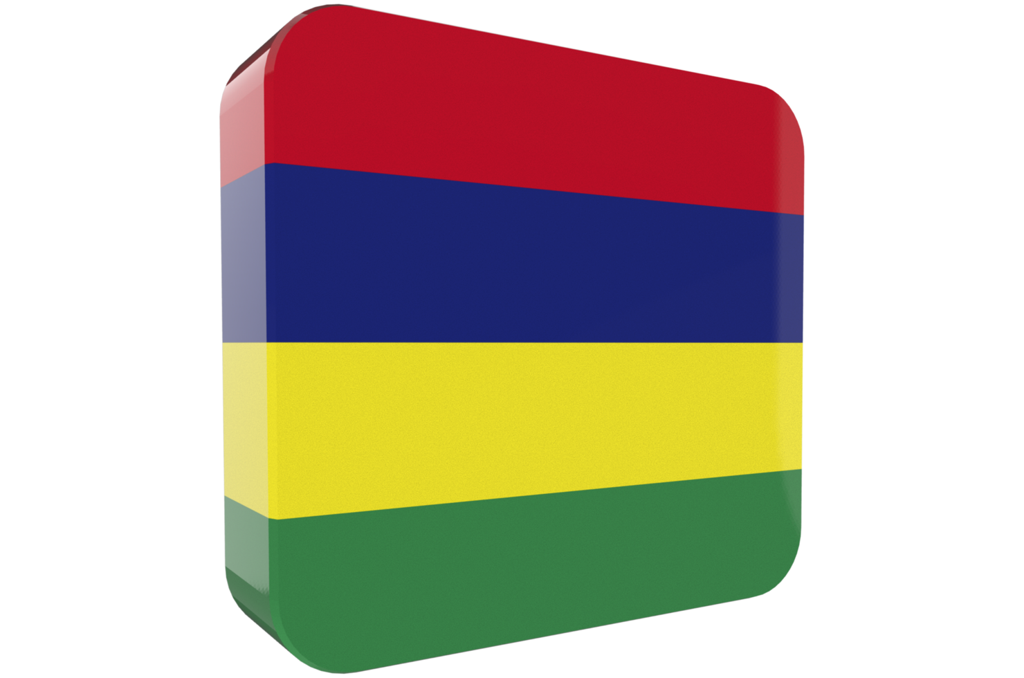 Mauritius 3d Flag Icon on PNG Background