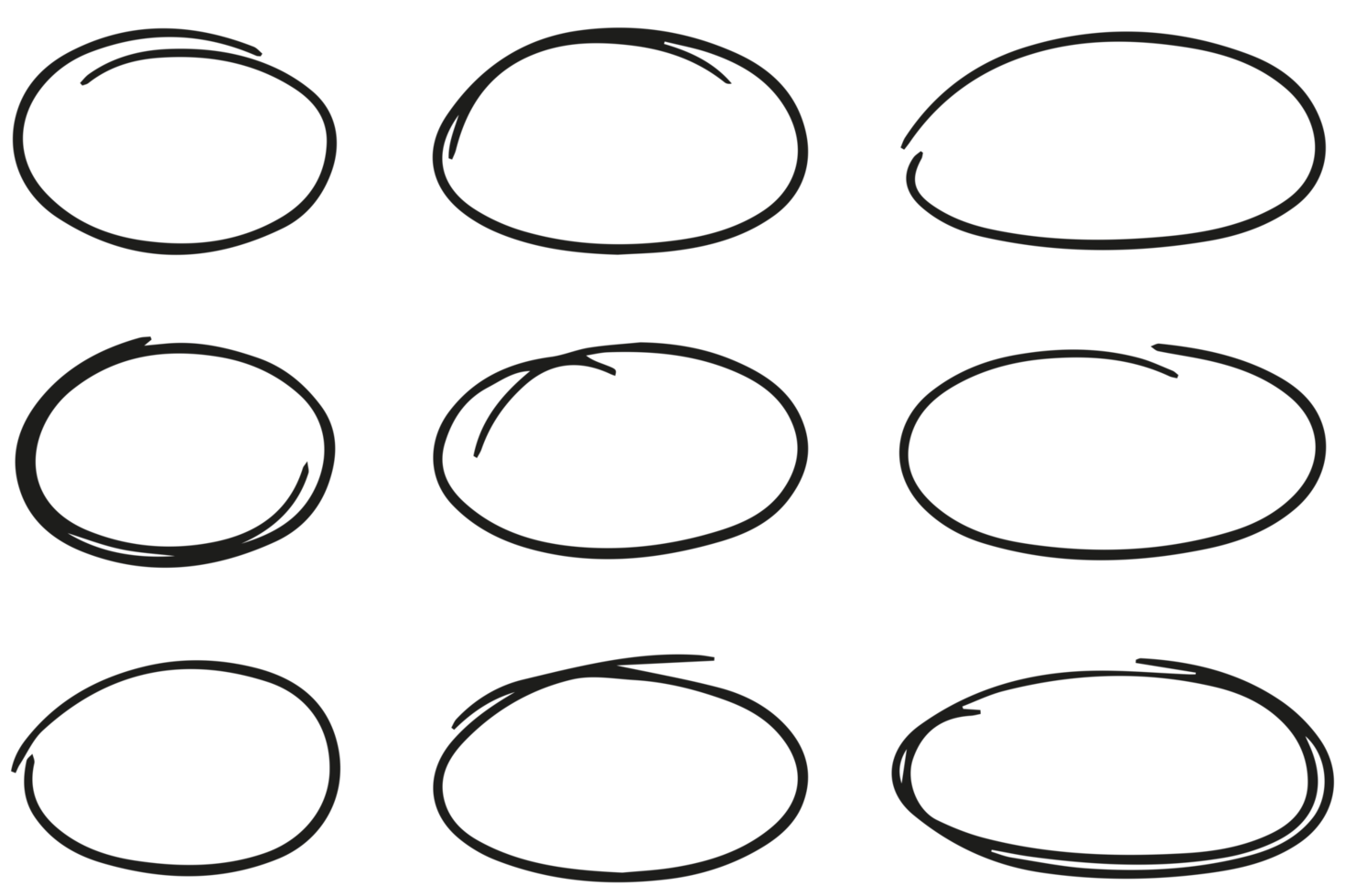 main dessiner des ellipses sur fond transparent png