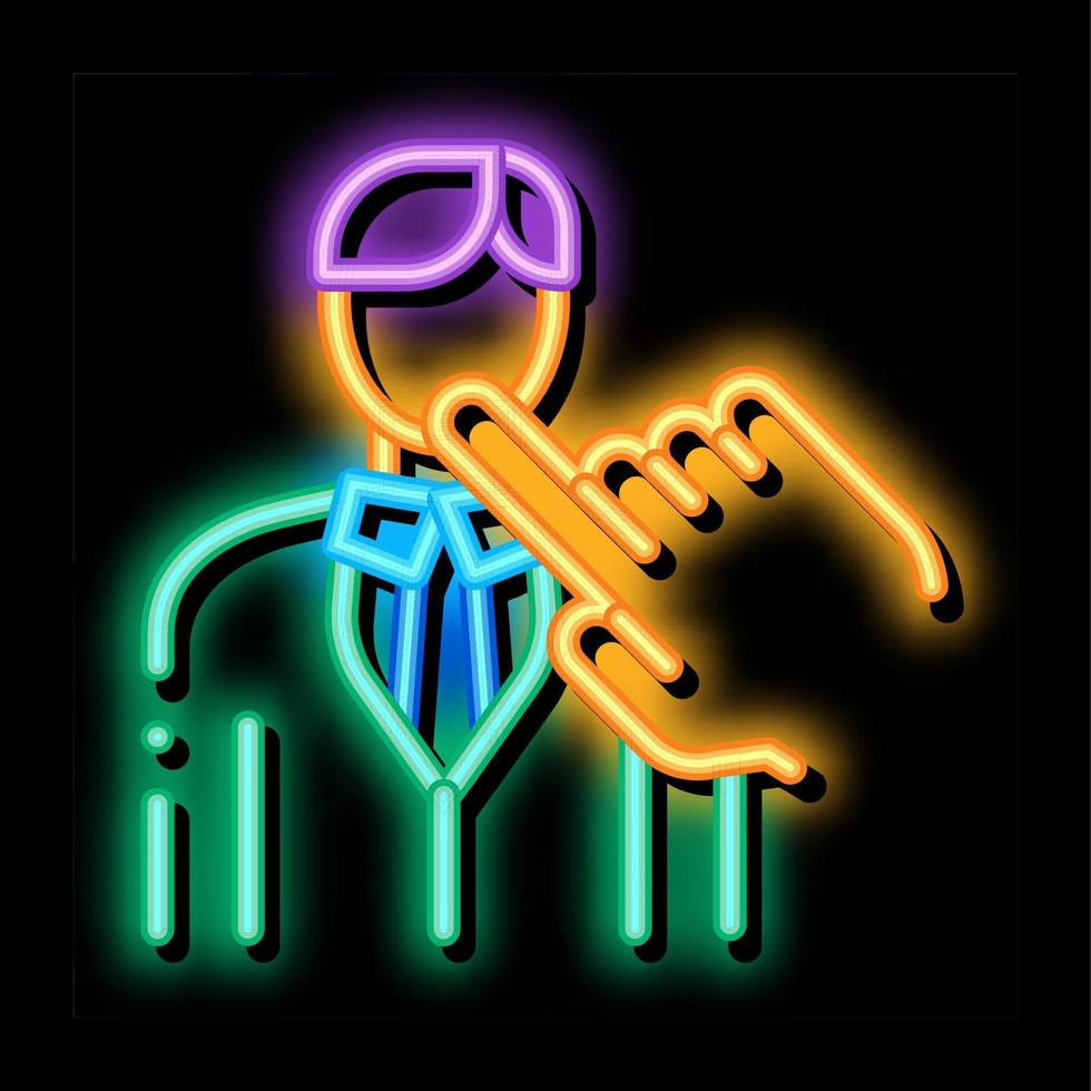 selection of new employee man neon glow icon illustration vector