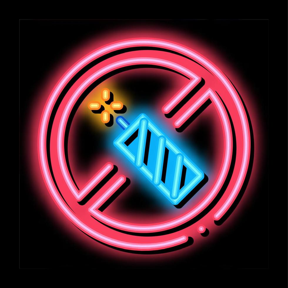 firework crossed out sign neon glow icon illustration vector