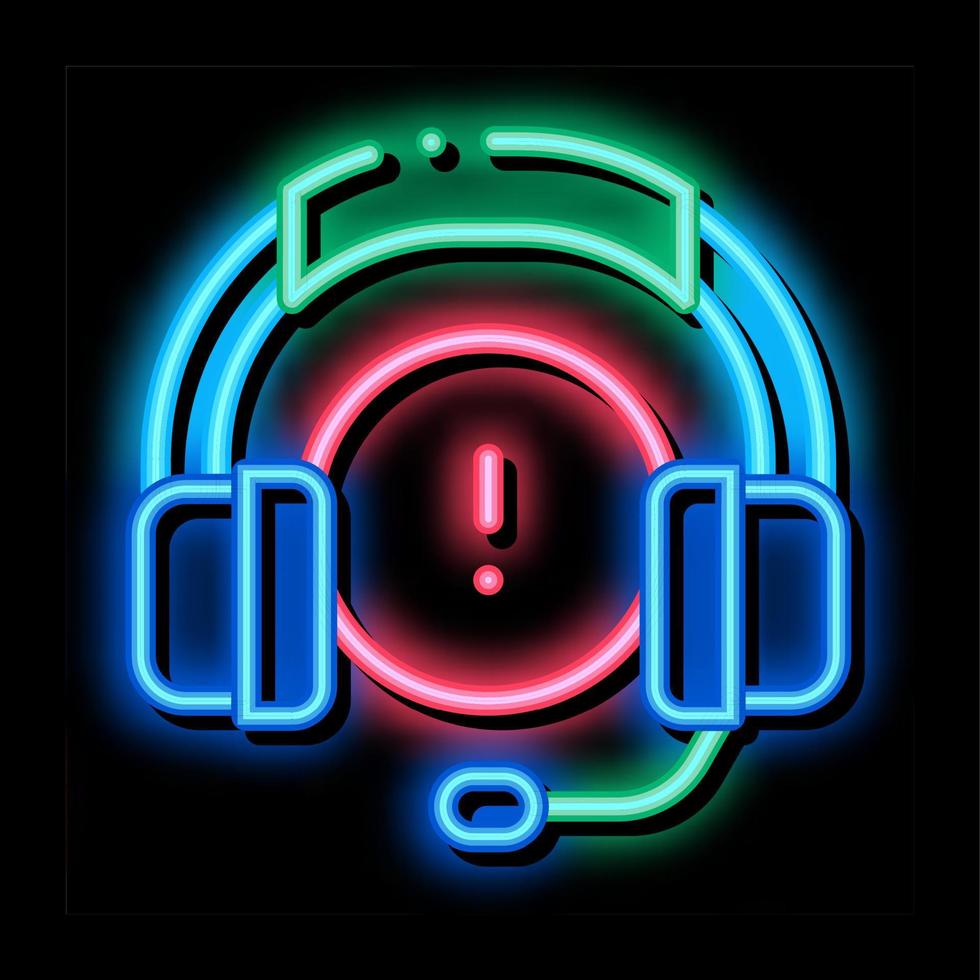 distracted by music headphones neon glow icon illustration vector