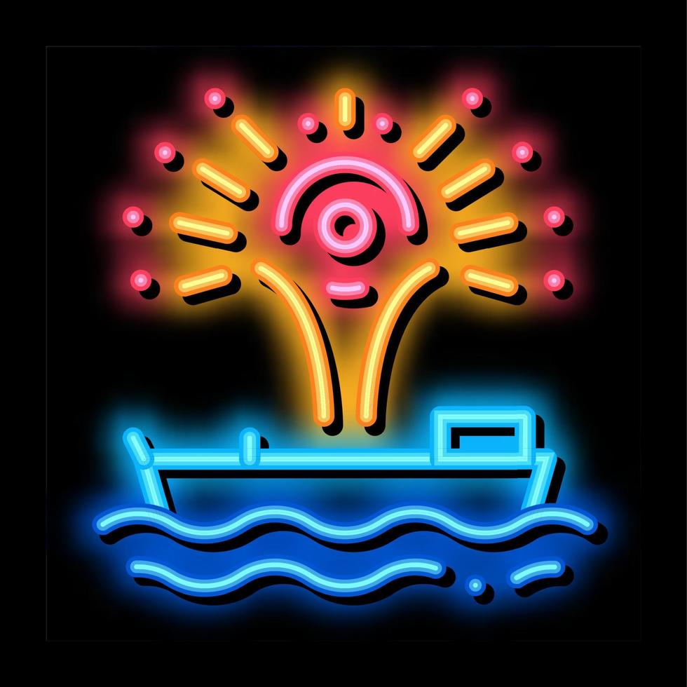 firework sparkle on boat neon glow icon illustration vector