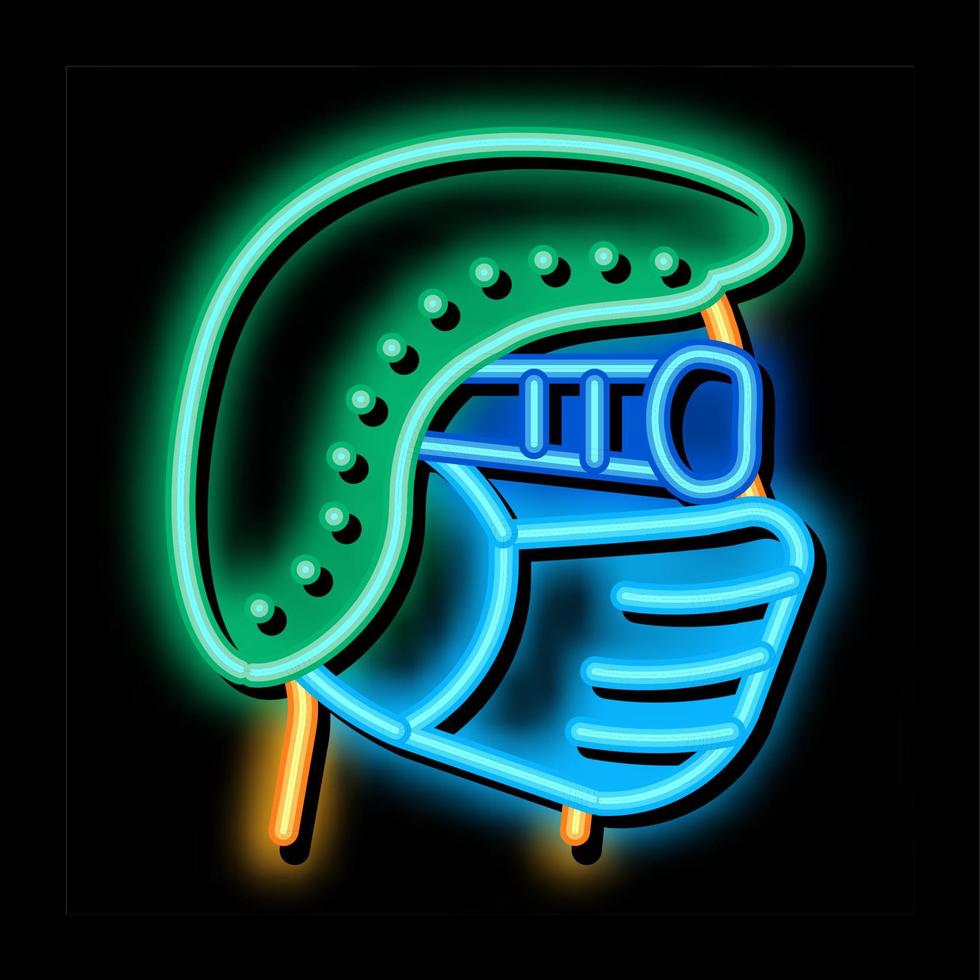 surgeon wearing protection hat mask glasses neon glow icon illustration vector