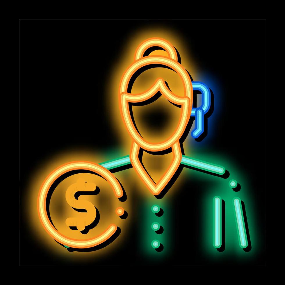 businesswoman profession neon glow icon illustration vector