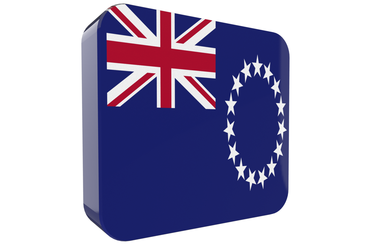 Cook Islands 3d Flag Icon on PNG Background