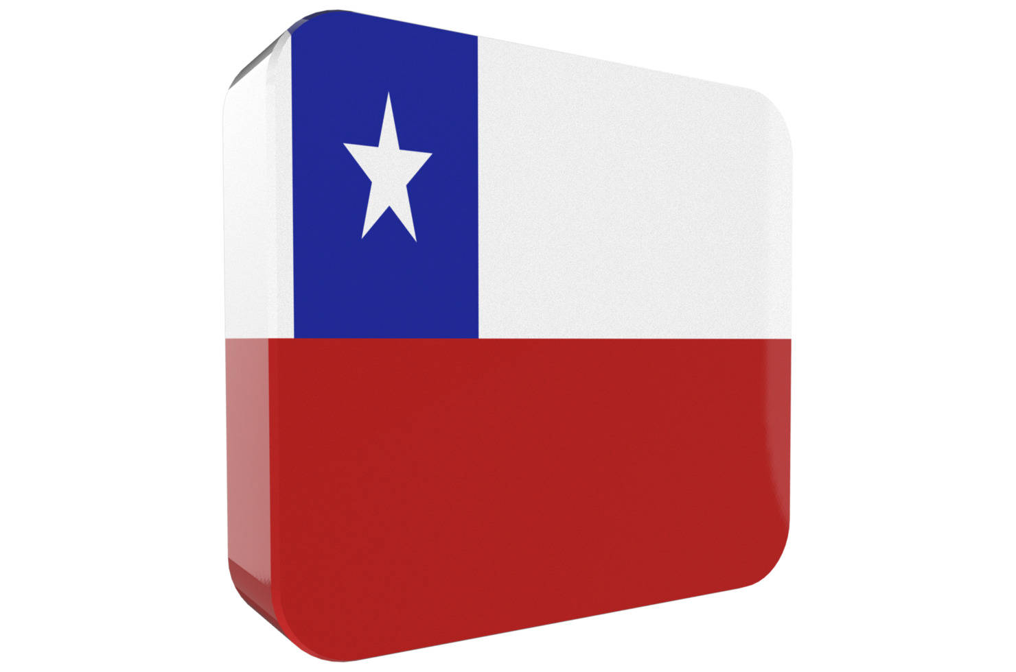 Chile 3d Flag Icon on PNG Background