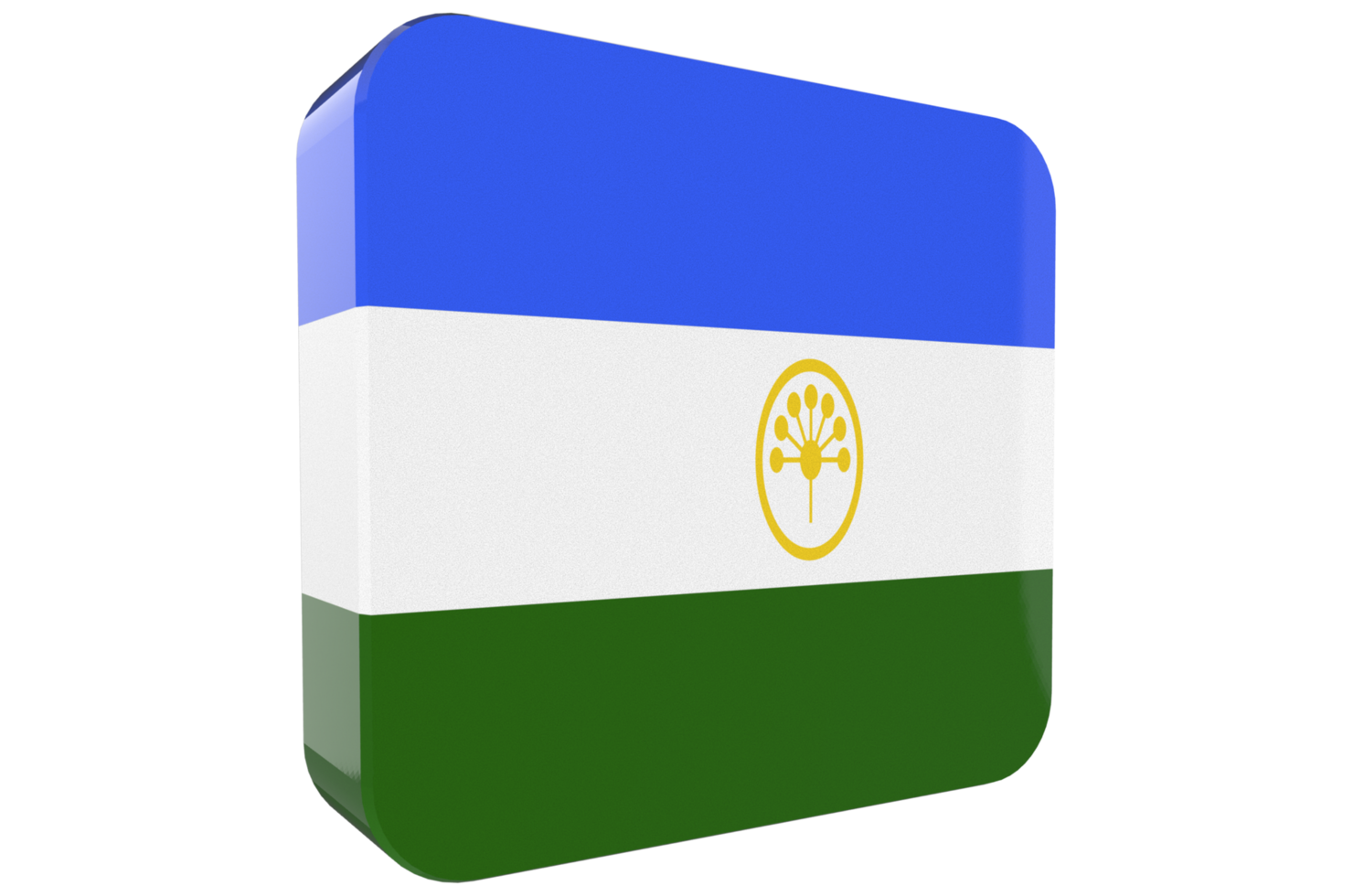 Bashkortostan 3d Flag Icon on PNG Background