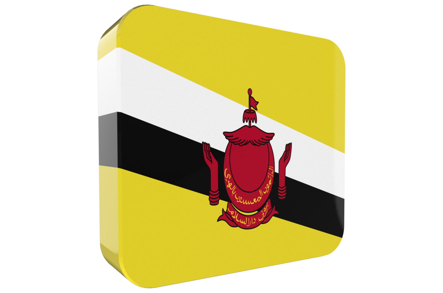 Brunei 3d Flag Icon on PNG Background
