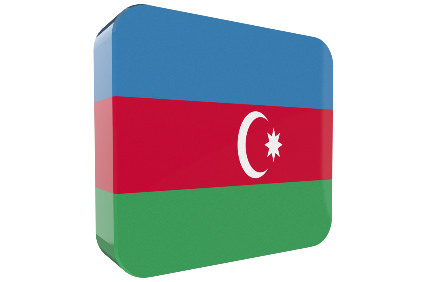 Azerbaijan 3d Flag Icon on PNG Background