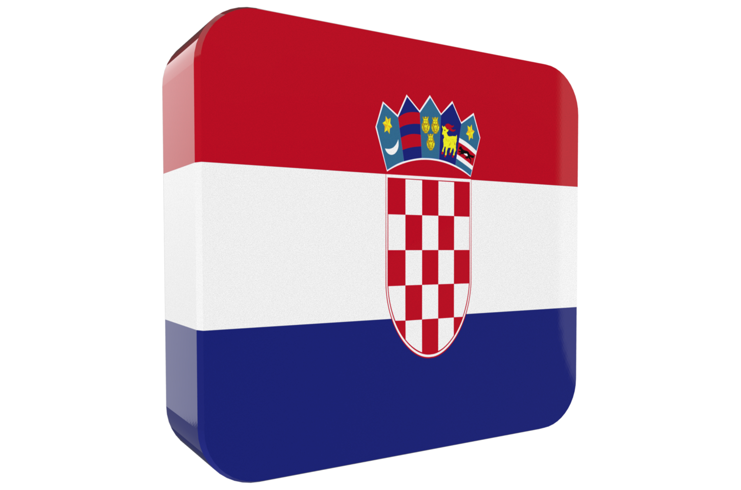 Croatia 3d Flag Icon on PNG Background