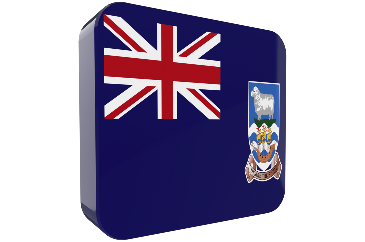 falkland Islands 3d Flag Icon on PNG Background