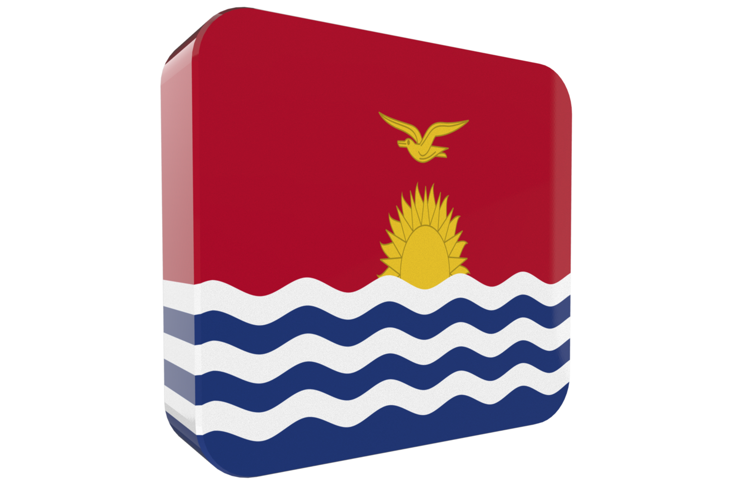 Kiribati 3d Flag Icon on PNG Background
