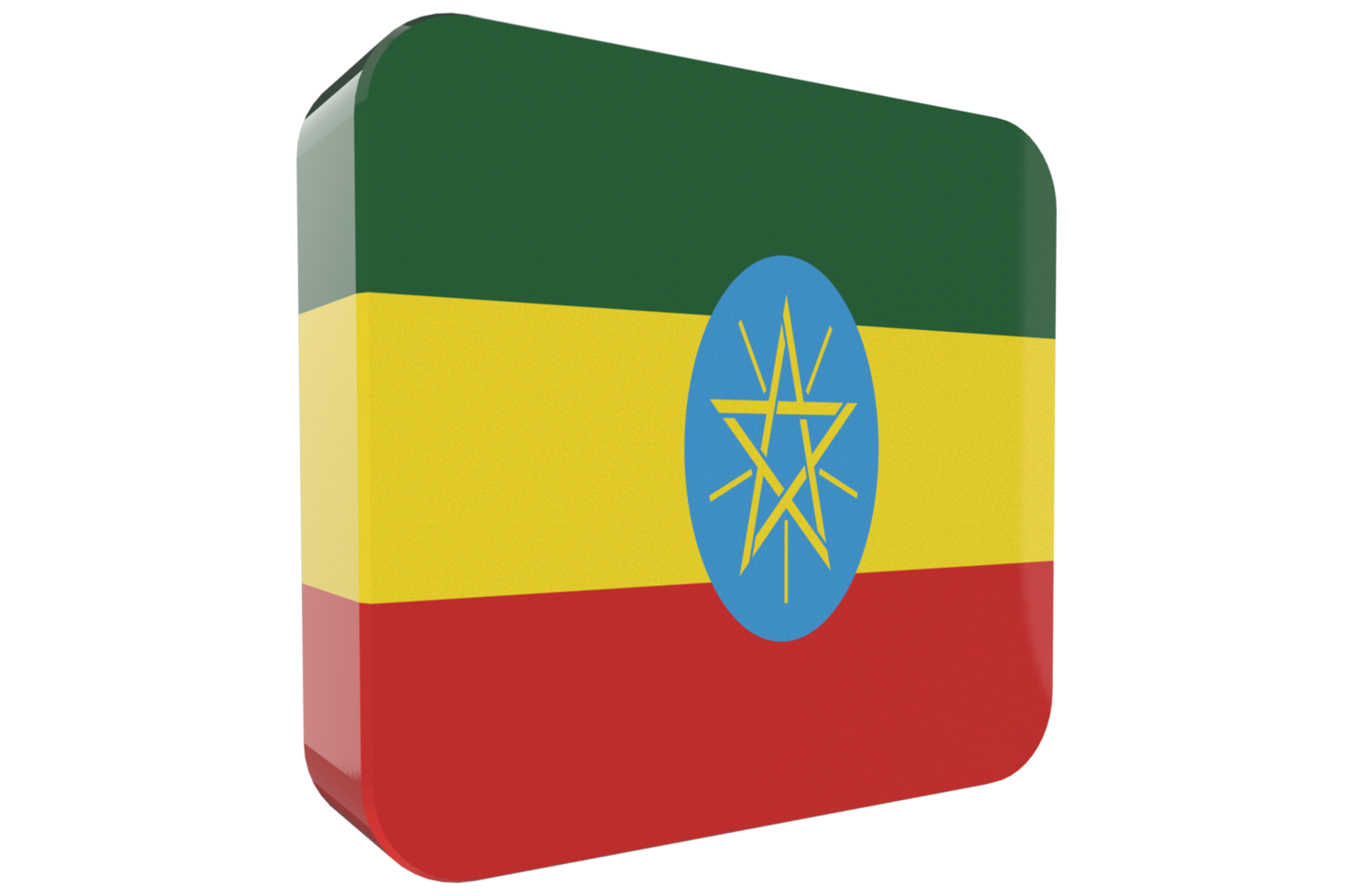 Ethiopia 3d Flag Icon on PNG Background