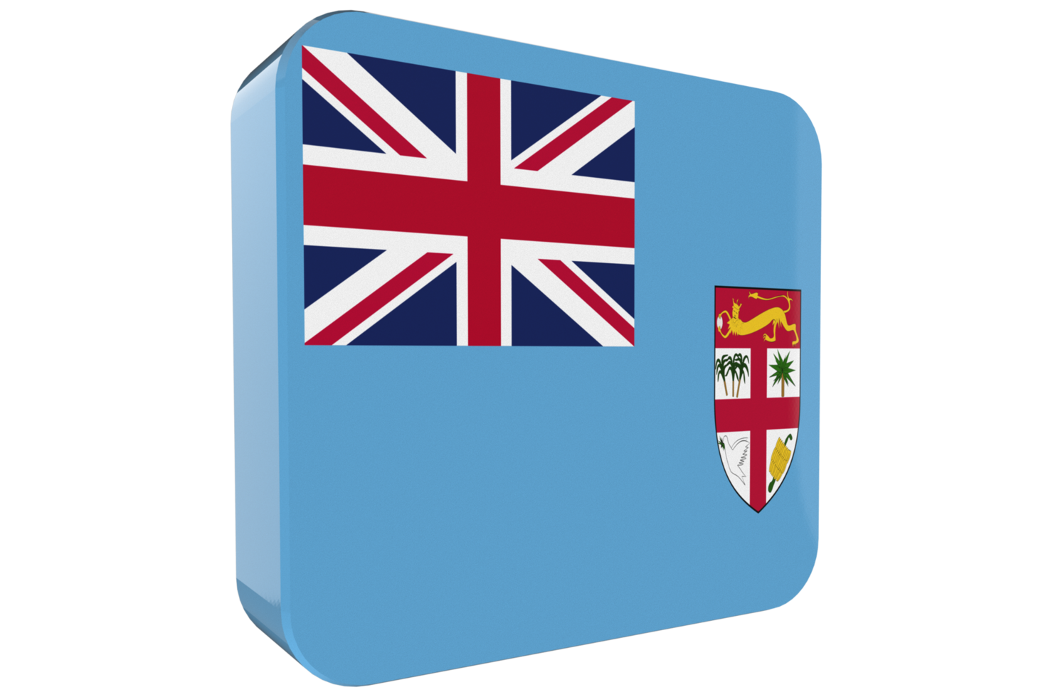 Fiji 3d Flag Icon on PNG Background