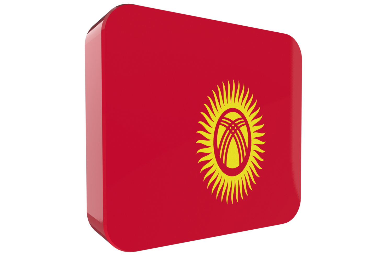 Kyrgyzstan 3d Flag Icon on PNG Background