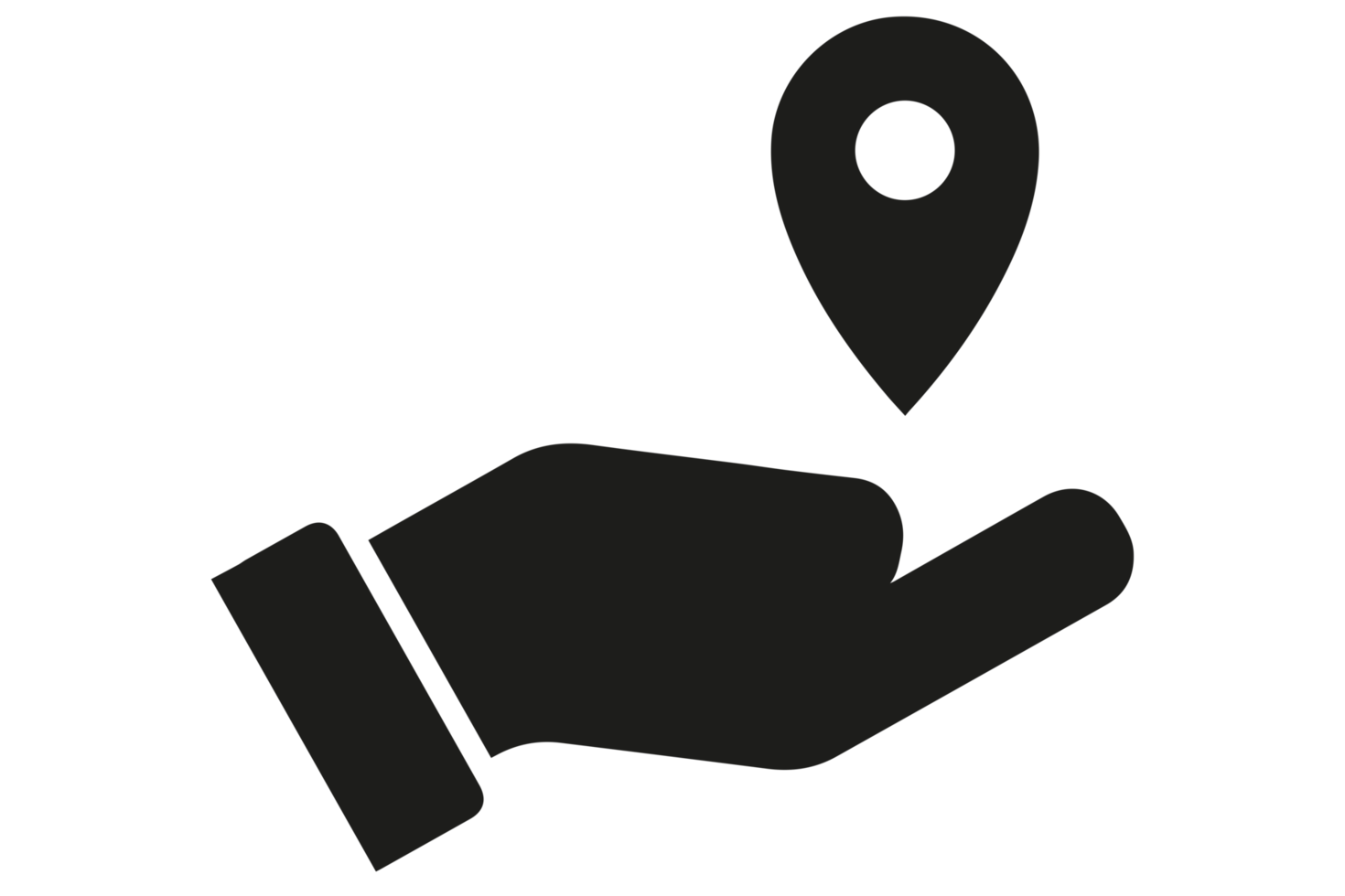 Location and hand icon isolated on transparent background png