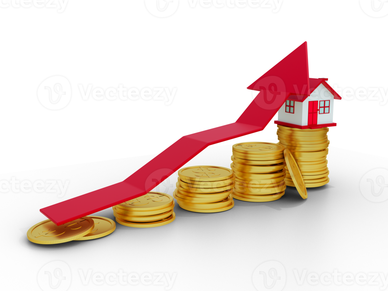 Home Investment with Coins 3D Render png