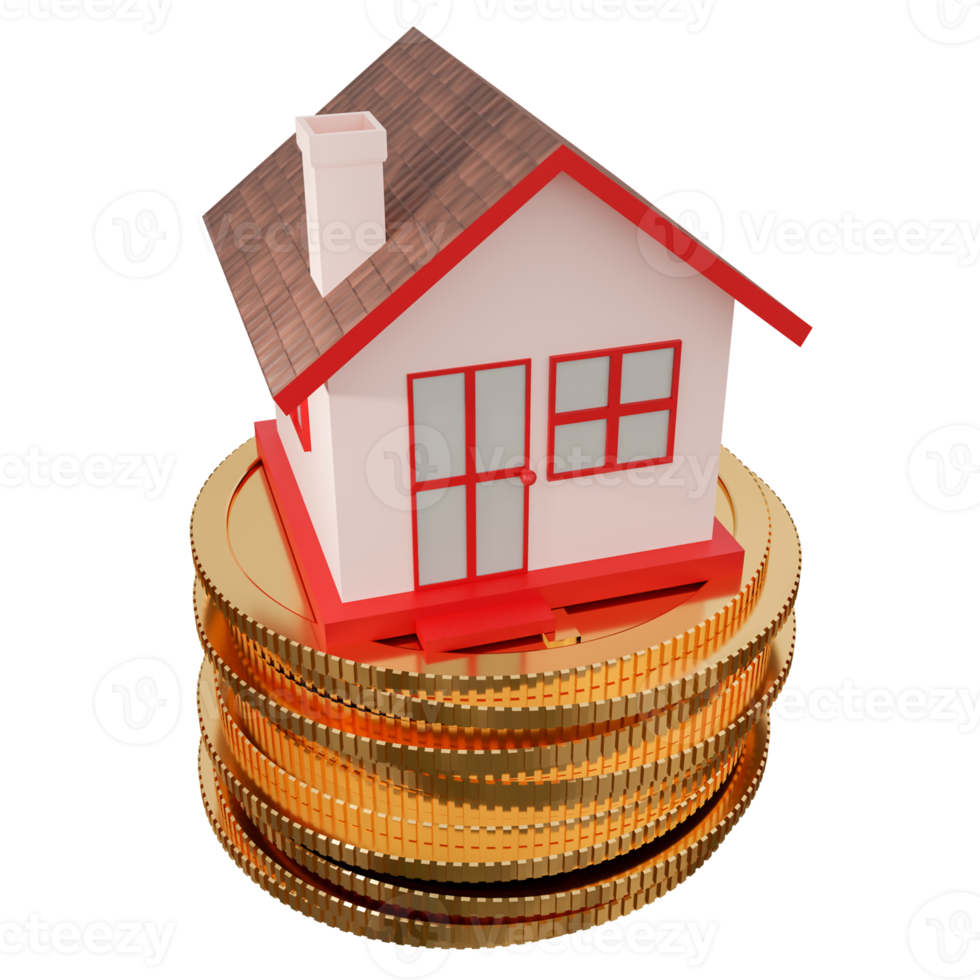 Property Investment with Coins 3D Render png