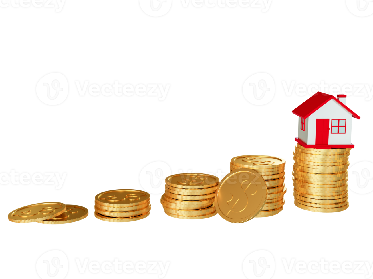 Home Investment with Coins 3D Render png