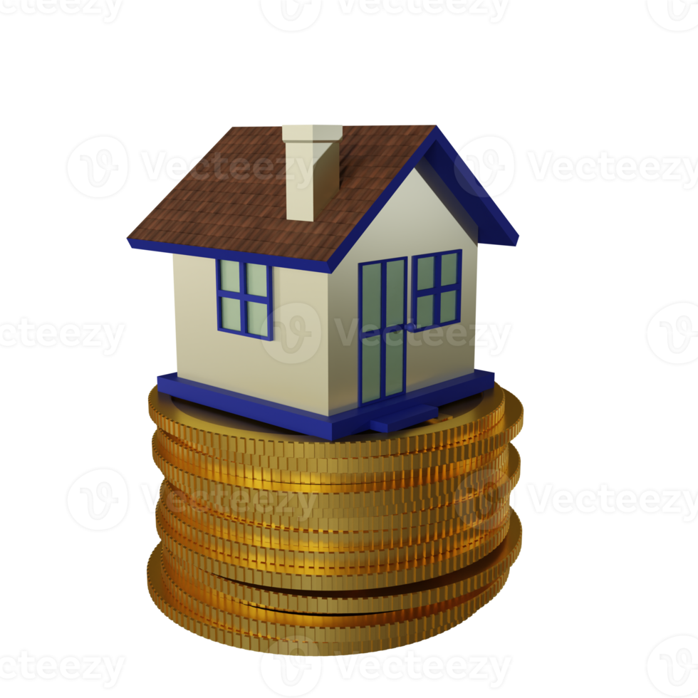 Home Investment with Coins 3D Render png