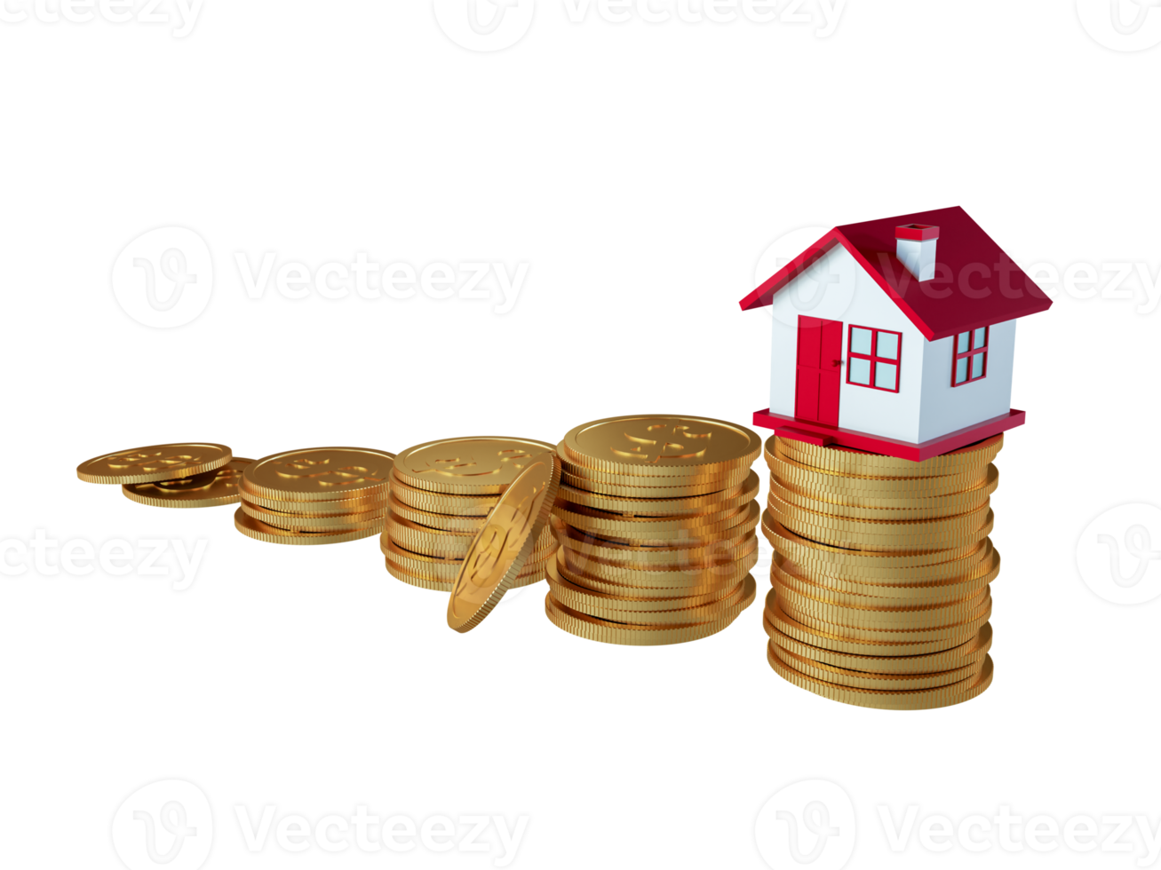 Home Investment with Coins 3D Render png