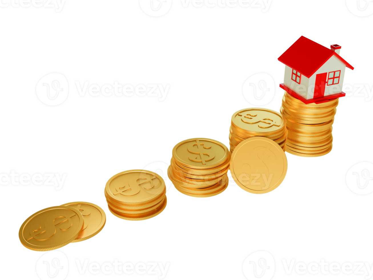 Home Investment with Coin 3D Render png