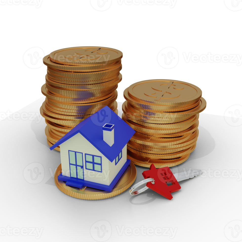 Home Investment with Coins 3D Render png