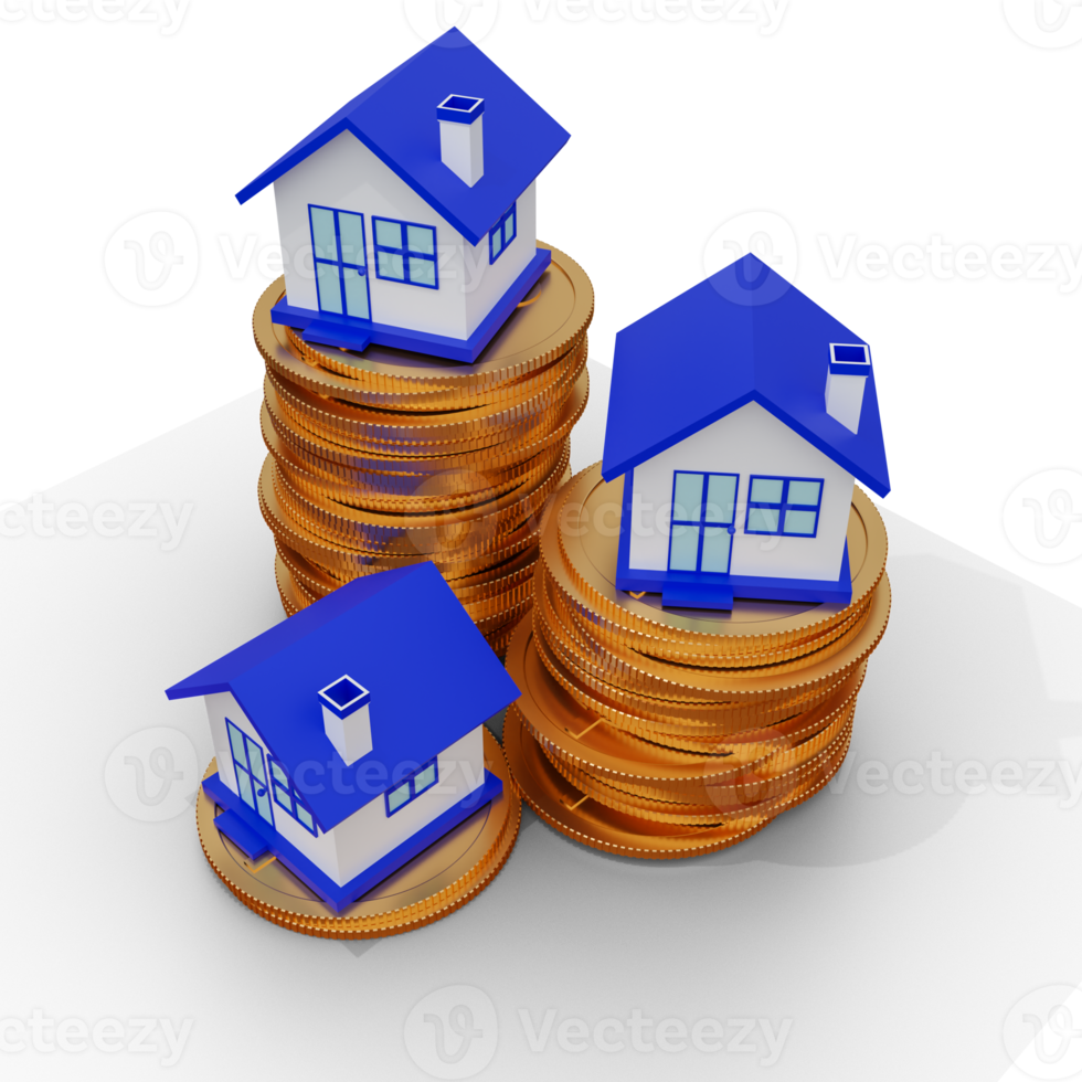 Home Investment with Coins 3D Render png