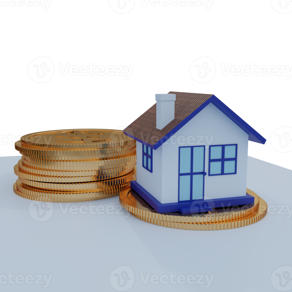 Home Investment with Coins 3D Render png