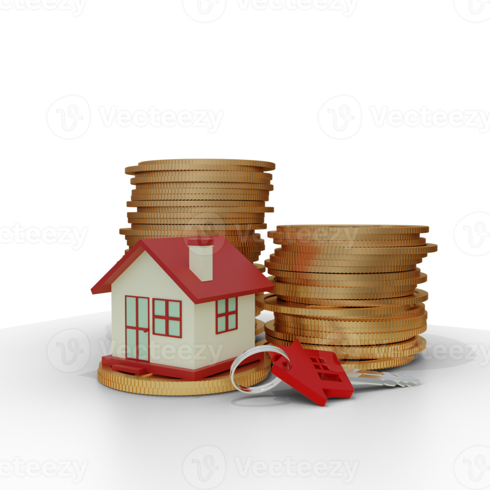 Home Investment with Coin 3D Render png