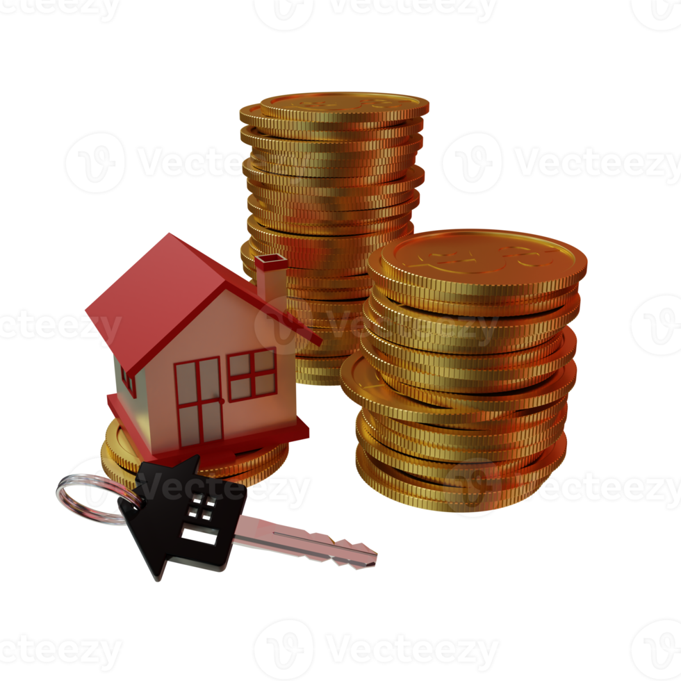 Home Investment With Coin 3D Render png