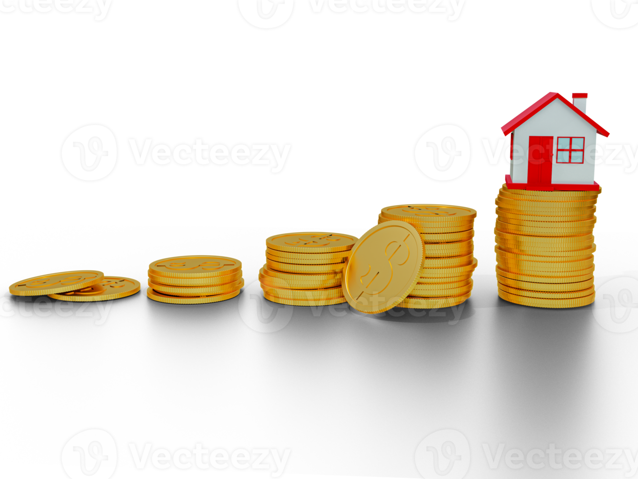 Home Investment With Coins 3D Render png