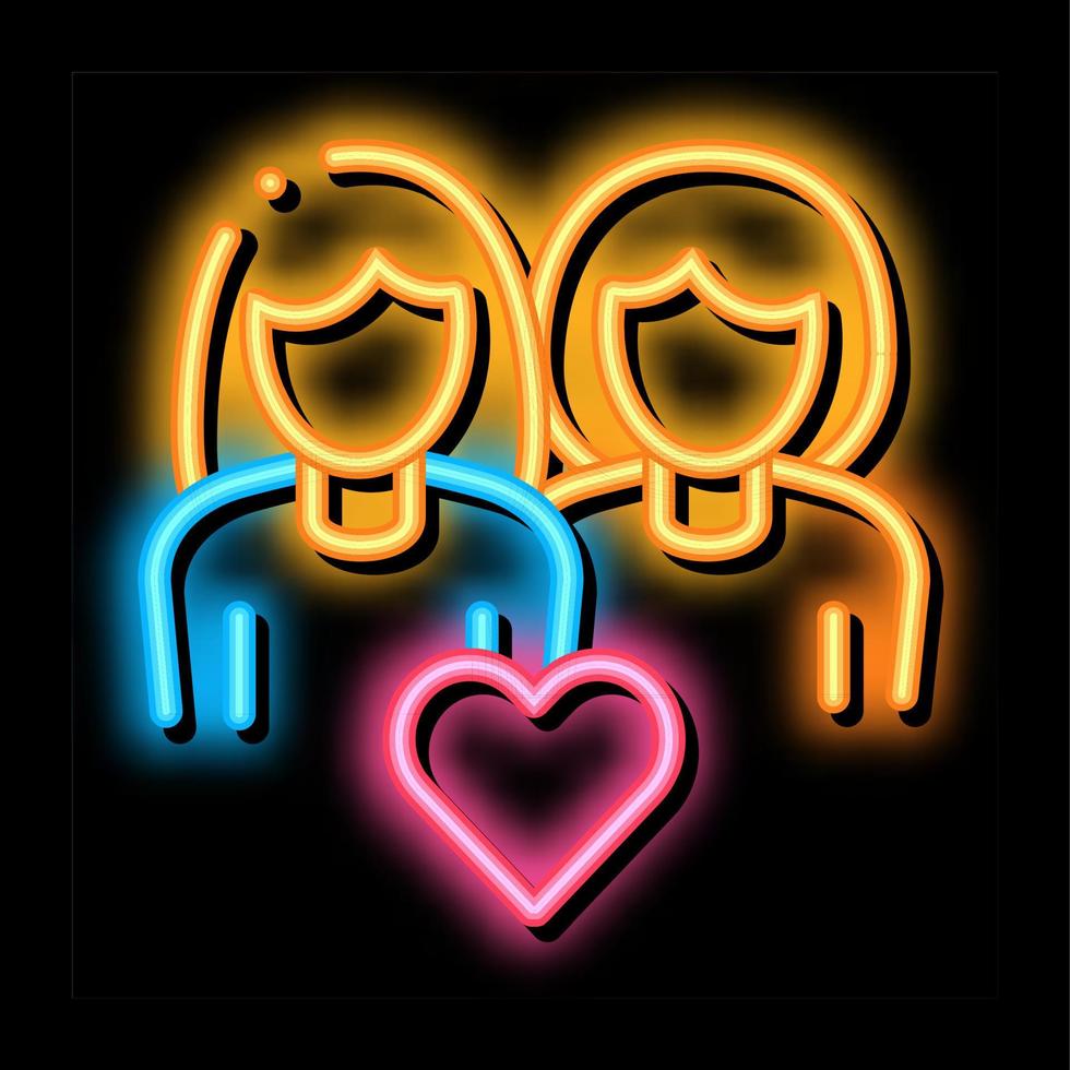 women homosexual love lesbian neon glow icon illustration vector