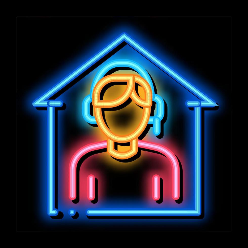 home call assistance neon glow icon illustration vector