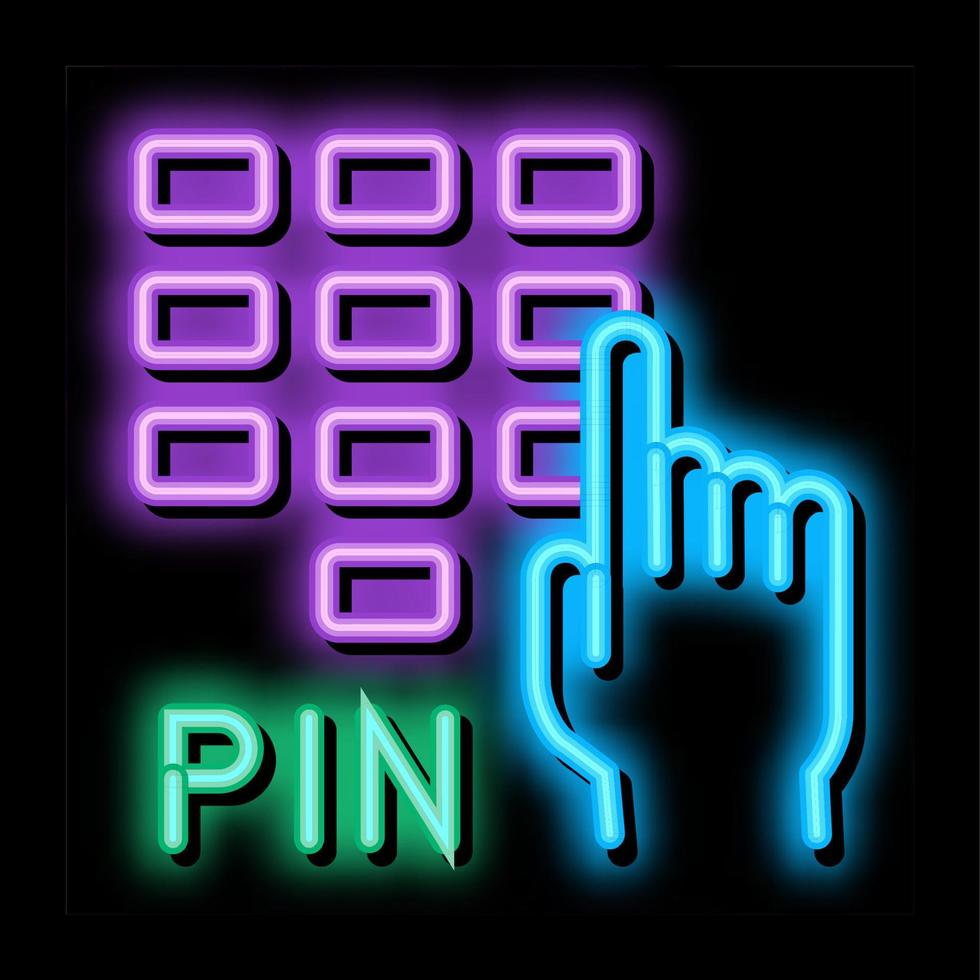 ilustración de icono de brillo de neón de código PIN de entrada vector