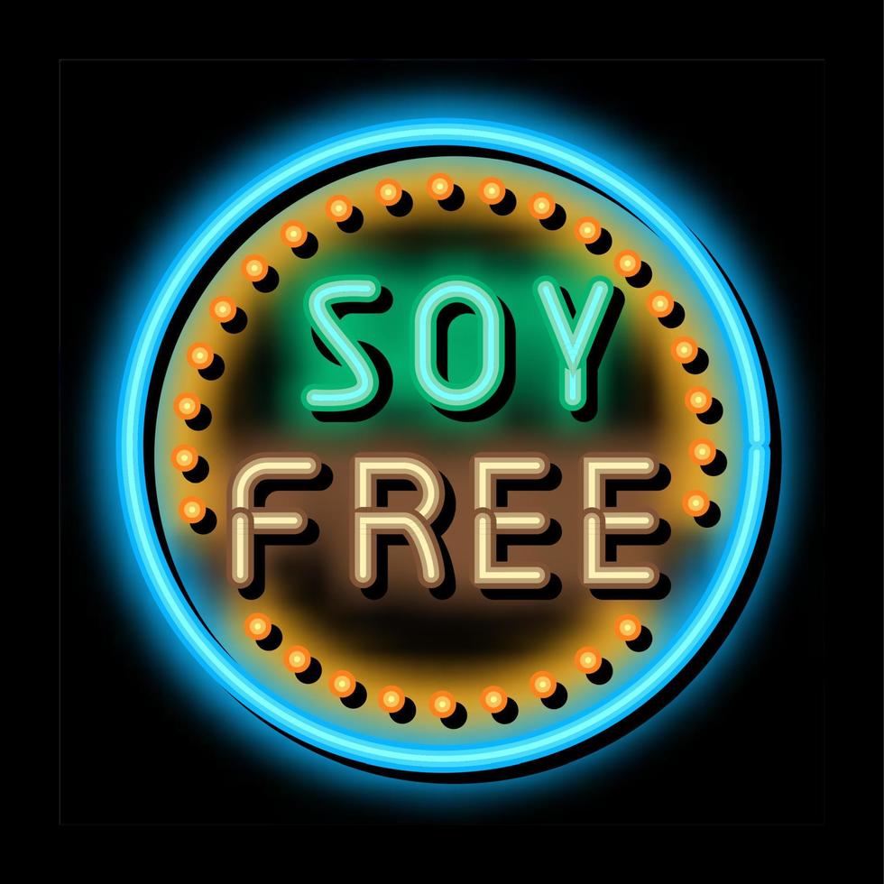 ilustración de icono de brillo de neón de signo libre de soja vector