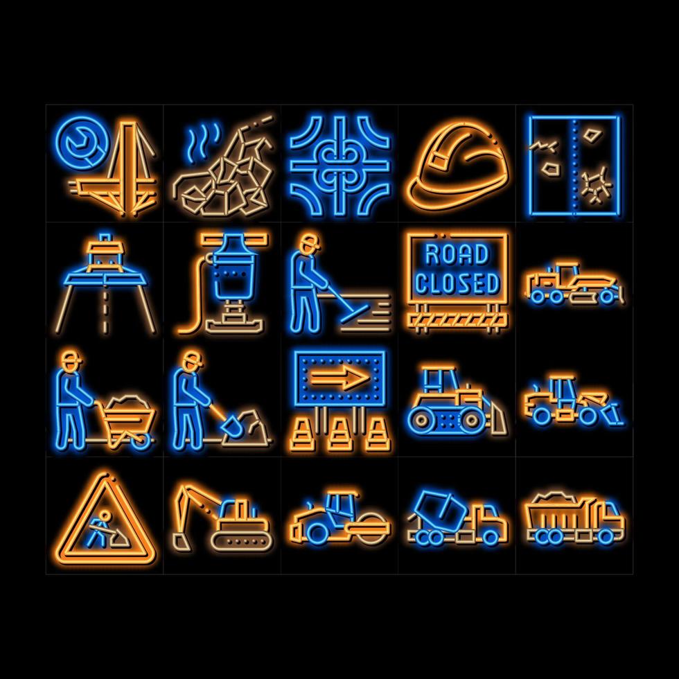 Road Repair And Construction Icons Set Vector