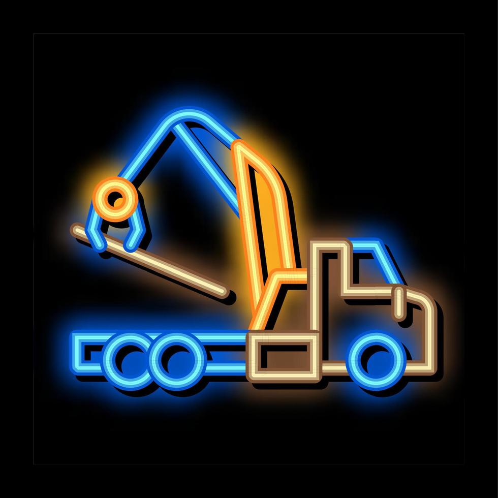 loading wood machine neon glow icon illustration vector