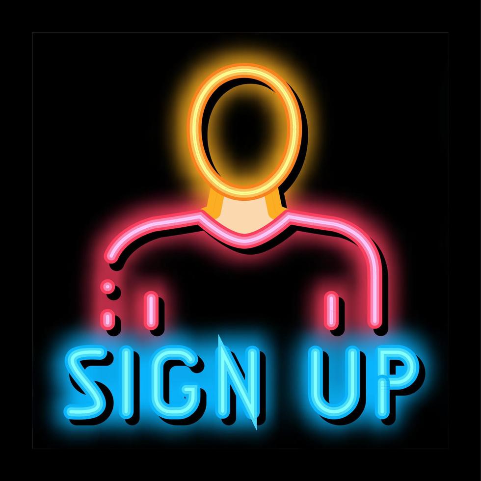 webshop sign up neon glow icon illustration vector