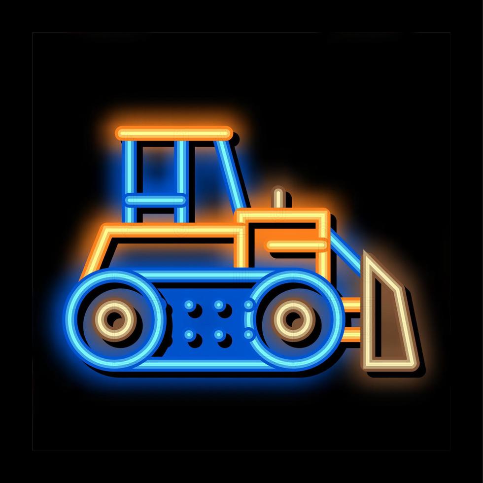road repair bulldozer neon glow icon illustration vector